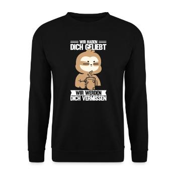 Abschied Kollegin Abschiedsparty Geschenk - Unisex Pullover - Schwarz - Vorne - Alina (178cm) & Michal (187cm)