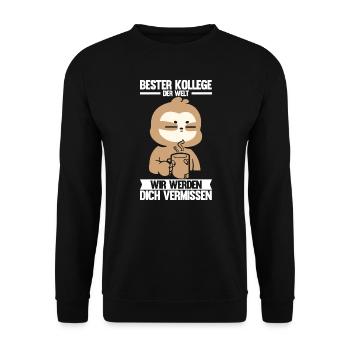 Abschied Kollegin Abschiedsparty Geschenk - Unisex Pullover - Schwarz - Vorne - Alina (178cm) & Michal (187cm)