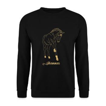 Trakehner Shammar - Unisex Pullover - Schwarz - Vorne - Alina (178cm) & Michal (187cm)