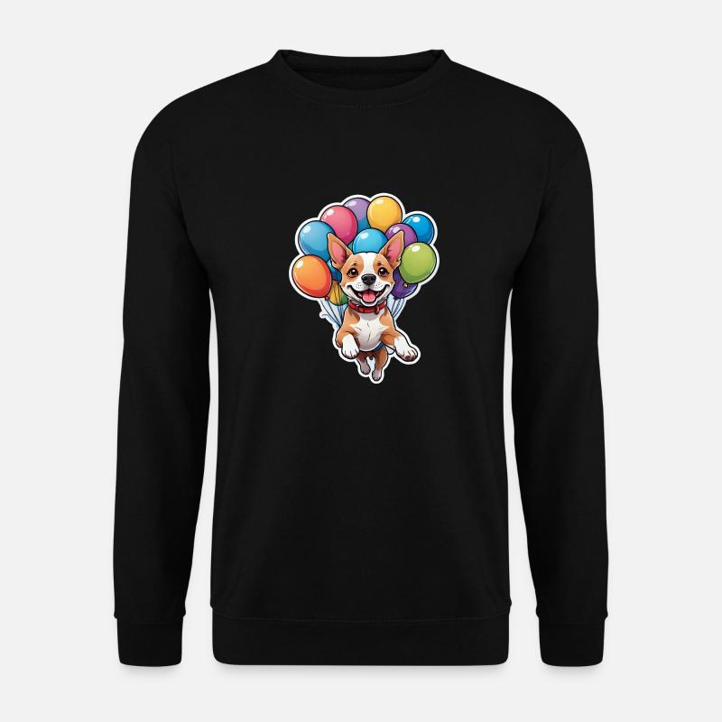 Hund mit bunten Luftballons - Unisex Pullover - Schwarz