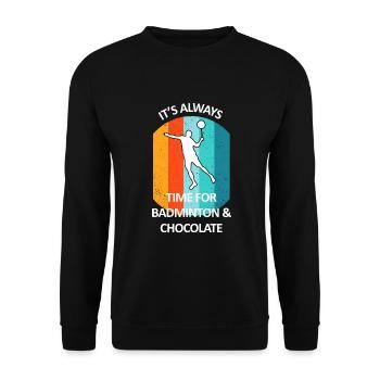 Badminton Badminton Badminton Player Chocolat - Sweat-shirt Unisexe - noir - Devant - Alina (178cm) & Michal (187cm)