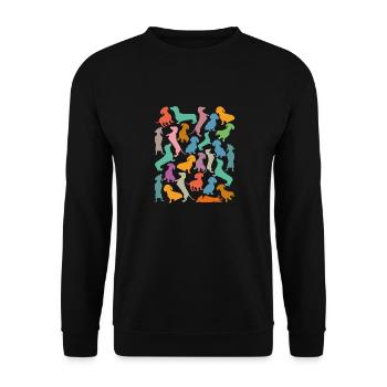 Patterns of many colorful dachshunds - Unisex Sweatshirt - black - Front - Alina (178cm) & Michal (187cm)