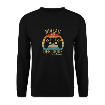 Niveau 17 Débloqué - Sweat-shirt Unisexe - noir - Devant - Alina (178cm) & Michal (187cm)