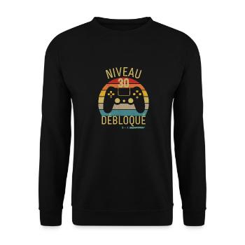 Niveau 30 Débloqué - Sweat-shirt Unisexe - noir - Devant - Alina (178cm) & Michal (187cm)