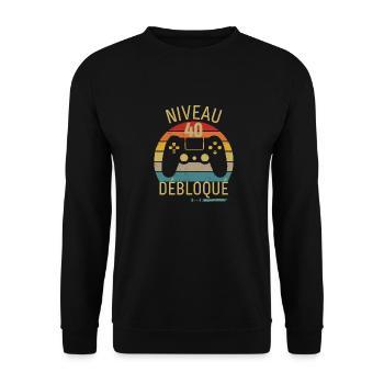 Niveau 40 Débloqué - Sweat-shirt Unisexe - noir - Devant - Alina (178cm) & Michal (187cm)