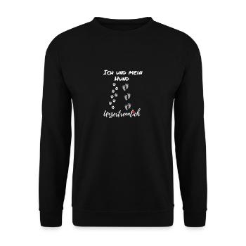 Ich und mein Hund Tshirt .Geschenkidee Weihnachten - Unisex Pullover - Schwarz - Vorne - Alina (178cm) & Michal (187cm)