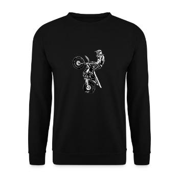 Motocross Design Enduro / Geschenkidee - Unisex Pullover - Schwarz - Vorne - Alina (178cm) & Michal (187cm)