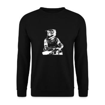 Motocross Design Enduro / Geschenkidee - Unisex Pullover - Schwarz - Vorne - Alina (178cm) & Michal (187cm)