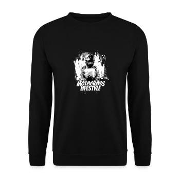 Motocross Design Enduro / Geschenkidee - Unisex Pullover - Schwarz - Vorne - Alina (178cm) & Michal (187cm)