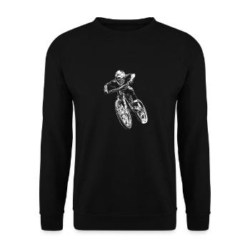 Mountain Biker / MTB Downhill Fahrrad geschenk - Unisex Pullover - Schwarz - Vorne - Alina (178cm) & Michal (187cm)