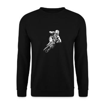Mountain Biker / MTB Downhill Fahrrad geschenk - Unisex Pullover - Schwarz - Vorne - Alina (178cm) & Michal (187cm)