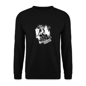 Motocross Design Enduro / Geschenkidee - Unisex Pullover - Schwarz - Vorne - Alina (178cm) & Michal (187cm)