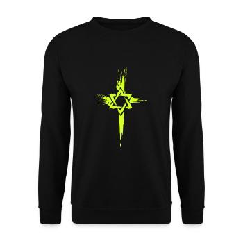 Messianische Juden Kreuz Symbol - Unisex Pullover - Schwarz - Vorne - Alina (178cm) & Michal (187cm)