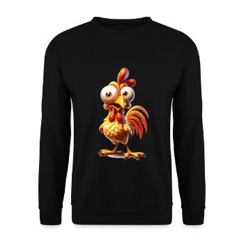 Lustiges Huhn Huhn Lustiges Bild - Unisex Pullover - Schwarz - Vorne - Alina (178cm) & Michal (187cm)