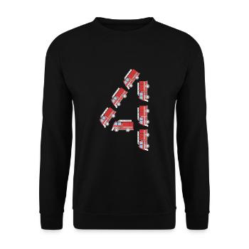 Feuerwehrauto Kindergeburtstag - Unisex Pullover - Schwarz - Vorne - Alina (178cm) & Michal (187cm)