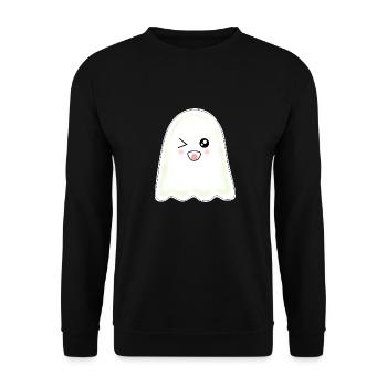 Kawaii Gespenst Geister Halloween Halloweenkostüm - Unisex Pullover - Schwarz - Vorne - Alina (178cm) & Michal (187cm)