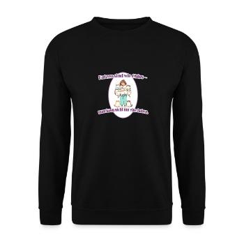 Katzen sind wie Chips – man kann nicht nur eine - Unisex Pullover - Schwarz - Vorne - Alina (178cm) & Michal (187cm)