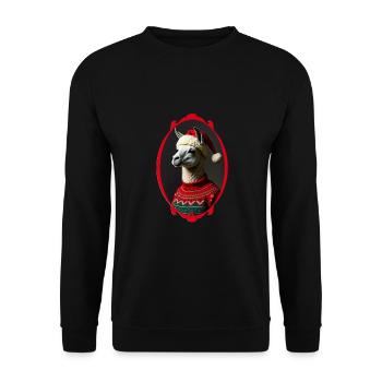 LLama en chapeau de père Noël et pull moche - Sweat-shirt Unisexe - noir - Devant - Alina (178cm) & Michal (187cm)