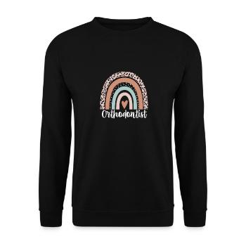 Orthodontist Rainbow Leopard Funny Orthodontist - Unisex Sweatshirt - black - Front - Alina (178cm) & Michal (187cm)
