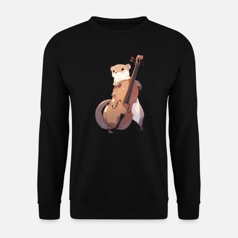 Cute mongoose playing cello - Unisex Sweatshirt - black
