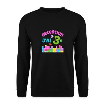Geschenk 3 Jahre Geburtstag Ich bin 3 Jahre alt - Unisex Pullover - Schwarz - Vorne - Alina (178cm) & Michal (187cm)