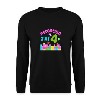 Gift 4 years Birthday I am 4 years old - Unisex Sweatshirt - black - Front - Alina (178cm) & Michal (187cm)