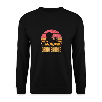 Daddysaurus T Rex Dinosaurier Papa Dino 2 Kinder - Unisex Pullover - Schwarz - Vorne - Alina (178cm) & Michal (187cm)