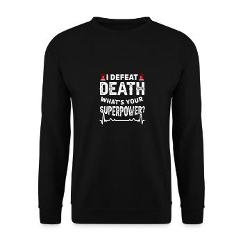 Krankenwagen Ambulanz Sanitäter Outfit - Unisex Pullover - Schwarz - Vorne - Alina (178cm) & Michal (187cm)