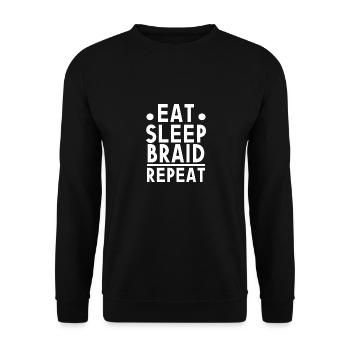 Manger Sleep Tresse Répéter Coiffeur Cadeau - Sweat-shirt Unisexe - noir - Devant - Alina (178cm) & Michal (187cm)