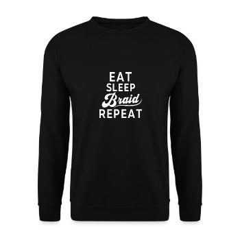 Manger Sleep Tresse Répéter Coiffeur Cadeau - Sweat-shirt Unisexe - noir - Devant - Alina (178cm) & Michal (187cm)