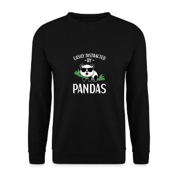 Panda Outfit Pandabär Liebhaber - Unisex Pullover - Schwarz - Vorne - Alina (178cm) & Michal (187cm)