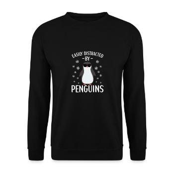 Pinguin Outfit für Pinguin Liebhaber - Unisex Pullover - Schwarz - Vorne - Alina (178cm) & Michal (187cm)