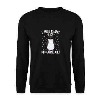 Pinguin Outfit für Pinguin Liebhaber - Unisex Pullover - Schwarz - Vorne - Alina (178cm) & Michal (187cm)