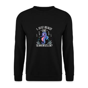 Seepferdchen Outfit Liebhaber für Frauen und - Unisex Pullover - Schwarz - Vorne - Alina (178cm) & Michal (187cm)