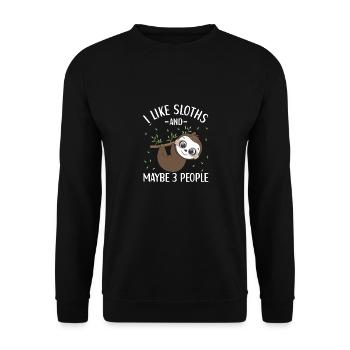 Faultier Outfit für Faultier Liebhaber - Unisex Pullover - Schwarz - Vorne - Alina (178cm) & Michal (187cm)