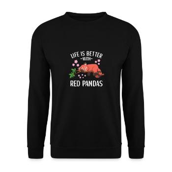 Tenue de panda rouge mignon petit panda - Sweat-shirt Unisexe - noir - Devant - Alina (178cm) & Michal (187cm)
