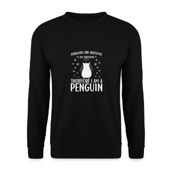 Pinguin Outfit für Pinguin Liebhaber - Unisex Pullover - Schwarz - Vorne - Alina (178cm) & Michal (187cm)