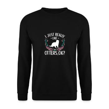 Otter Outfit Seeotter Liebhaber - Unisex Pullover - Schwarz - Vorne - Alina (178cm) & Michal (187cm)