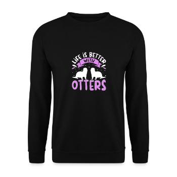 Otter Outfit Sea Otter Lovers - Unisex Sweatshirt - black - Front - Alina (178cm) & Michal (187cm)