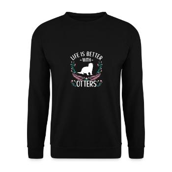 Otter Outfit Sea Otter Lovers - Unisex Sweatshirt - black - Front - Alina (178cm) & Michal (187cm)