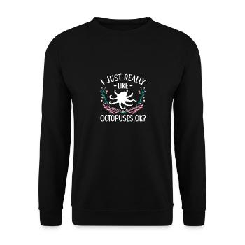 Oktopus Outfit Tintenfisch Kraken - Unisex Pullover - Schwarz - Vorne - Alina (178cm) & Michal (187cm)