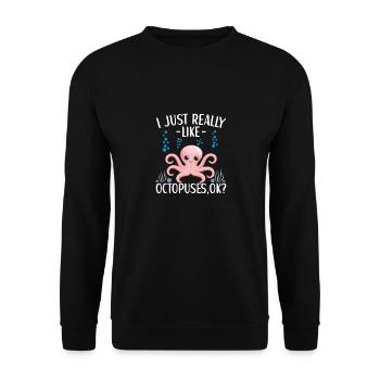 Oktopus Outfit Tintenfisch Kraken - Unisex Pullover - Schwarz - Vorne - Alina (178cm) & Michal (187cm)