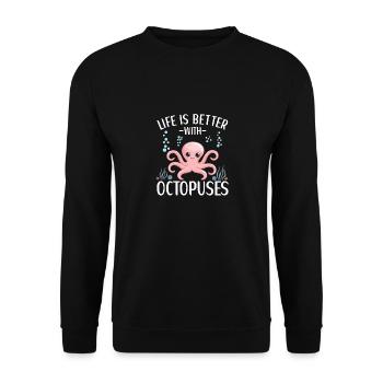 Octopus Outfit Octopus Octopus - Sweat-shirt Unisexe - noir - Devant - Alina (178cm) & Michal (187cm)