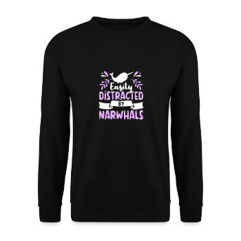 Narwal Outfit Meerestier Zahnwale - Unisex Pullover - Schwarz - Vorne - Alina (178cm) & Michal (187cm)