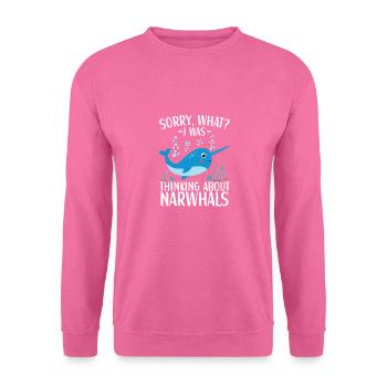 Tenue de narval Animal marin Baleines à dents - Sweat-shirt Unisexe - rose - Devant