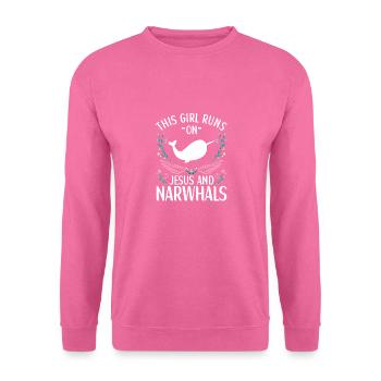 Tenue de narval Animal marin Baleines à dents - Sweat-shirt Unisexe - rose - Devant