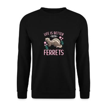 Ferret Apparel for Ferret Lovers Gift - Unisex Pullover - Schwarz - Vorne - Alina (178cm) & Michal (187cm)