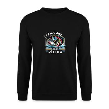 ce mec aime trop pêcher - Sweat-shirt Unisexe - noir - Devant - Alina (178cm) & Michal (187cm)