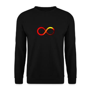 Unendlich Unendlichkeit Symbol rot orange gelb - Unisex Pullover - Schwarz - Vorne - Alina (178cm) & Michal (187cm)