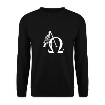 Christian Alpha and Omega Cross Gift - Unisex Sweatshirt - black - Front - Alina (178cm) & Michal (187cm)